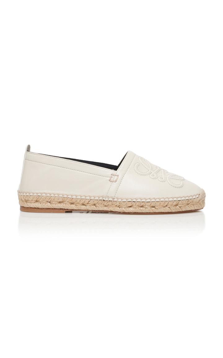 Loewe Embossed Textured-leather Espadrilles Size: 36