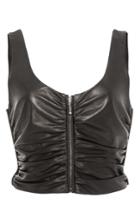 Alexander Wang Jet Cropped Leather Zip Front Tank Top