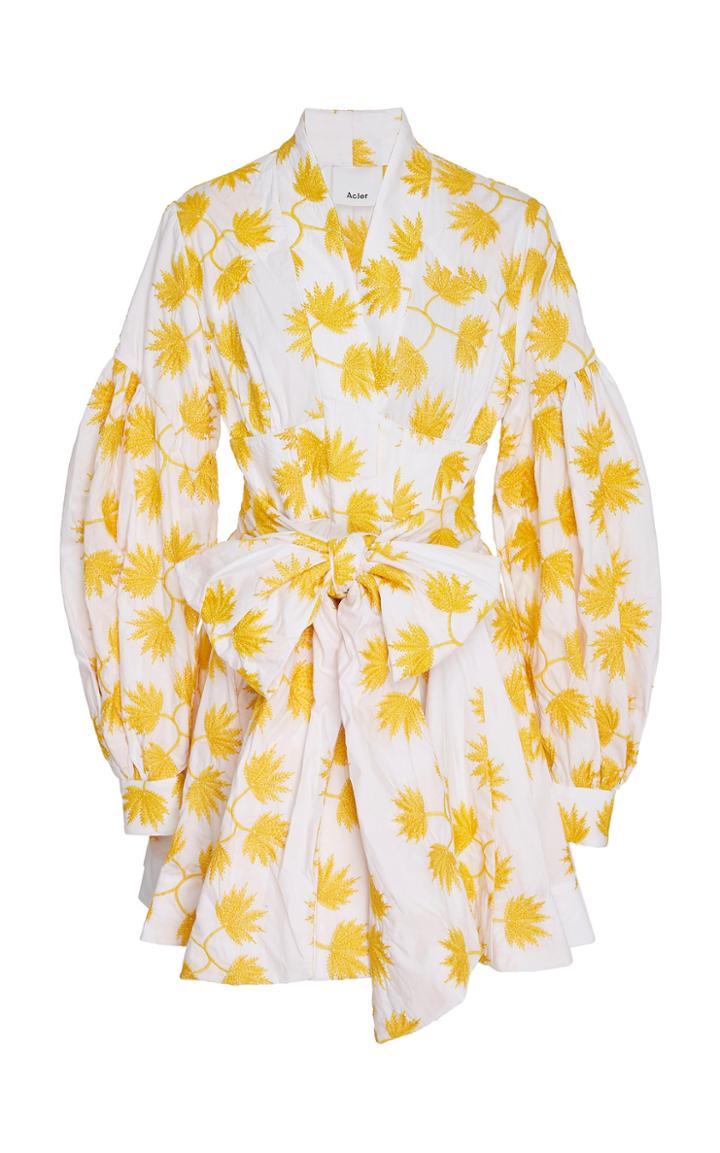 Acler Lella Embroidered Cotton Mini Dress
