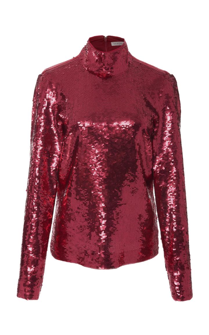Veronica Beard Lucinda Sequined Turtleneck Top
