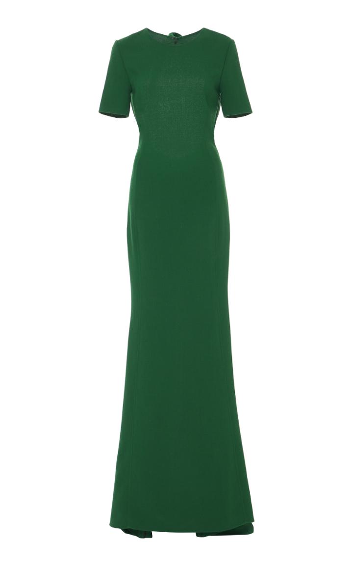 Oscar De La Renta Open Back Short Sleeve Gown