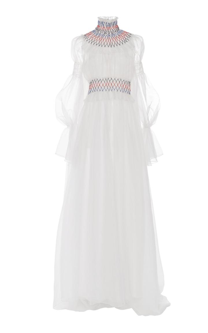 Carolina Herrera Smock-neck Silk Gown