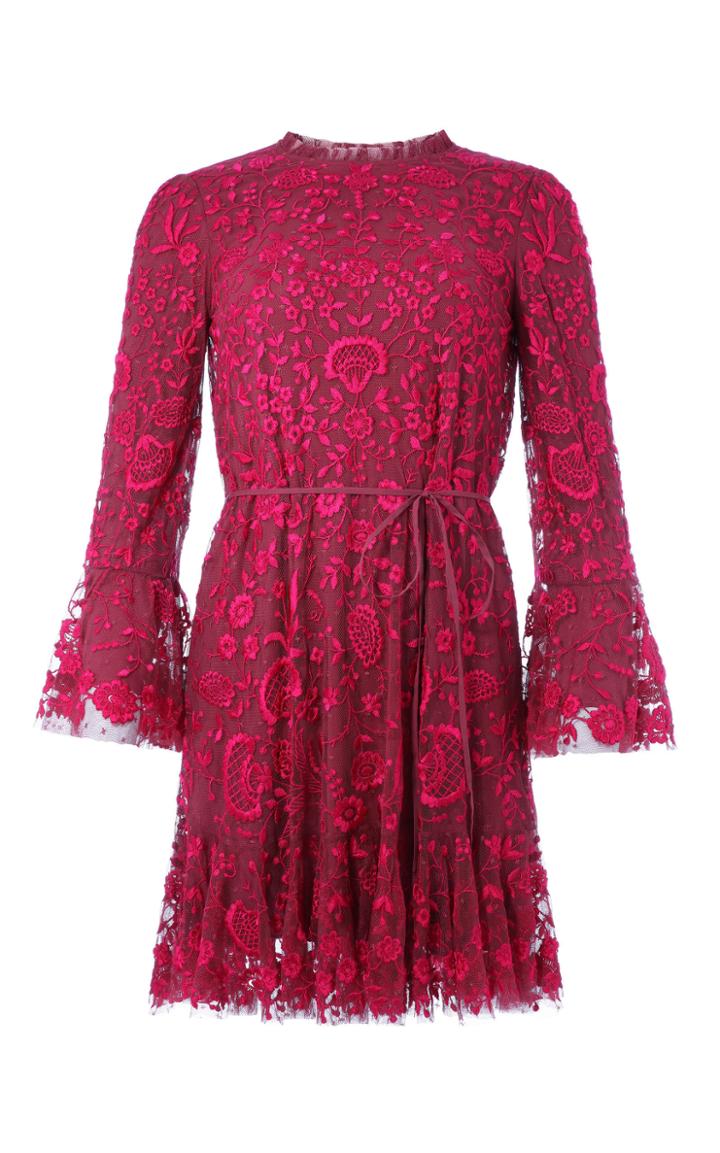 Needle & Thread Demetria Floral-embroidered Tulle Mini Dress Size: 6