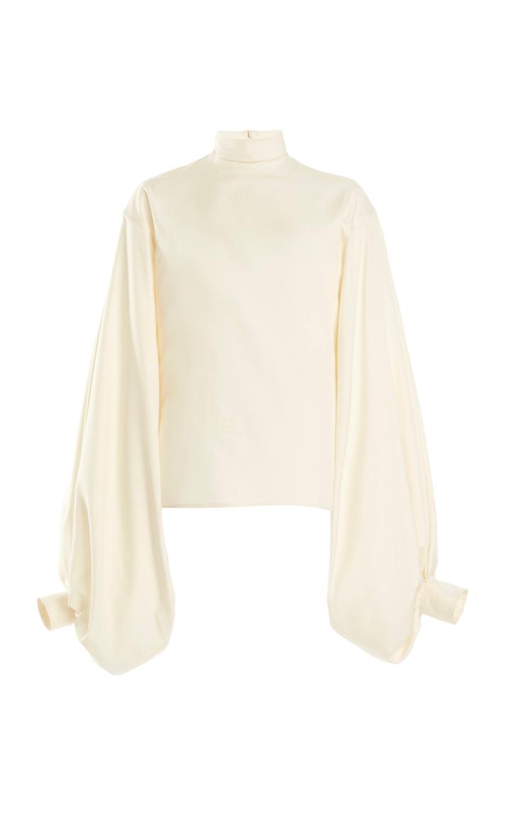 Victoria Beckham Balloon-sleeve High-neck Silk Top