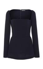 Lela Rose Open Neck Peplum Top