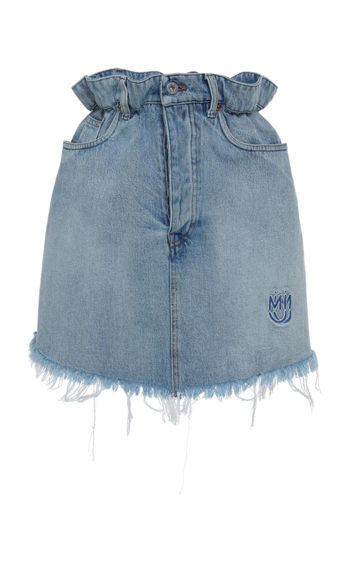 Miu Miu Frayed Denim Mini Skirt