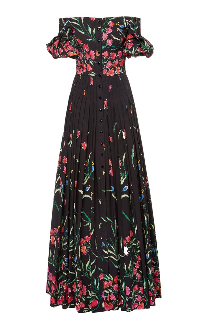 Carolina Herrera Off-the-shoulder Pleated Gown