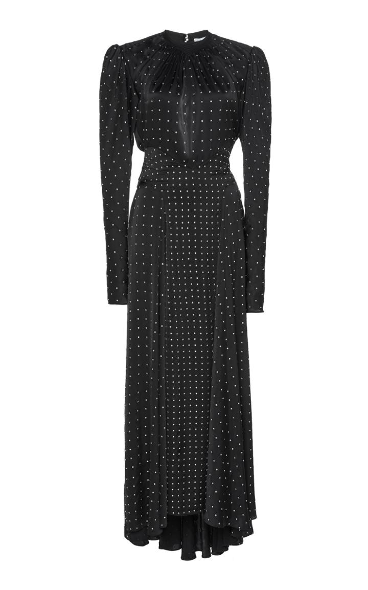 Paco Rabanne Rhinestone Embroidered Satin Maxi Dress
