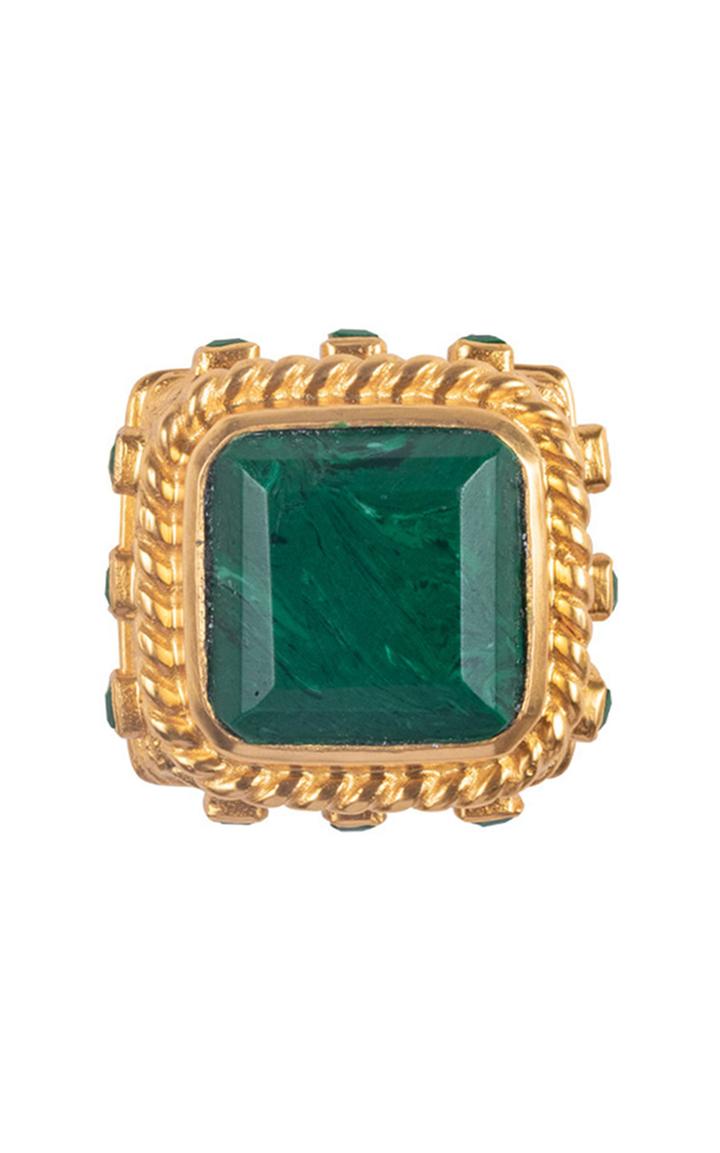 Valre Poseidon Gold-plated And Malachite Ring Size: 5