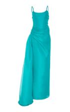 Carolina Herrera Spaghetti Strap Gown With Side Drape