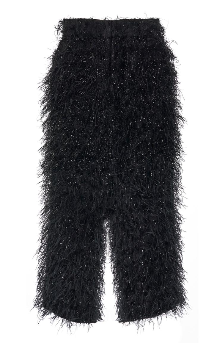 Ami Fringed Metallic-trim Midi Skirt