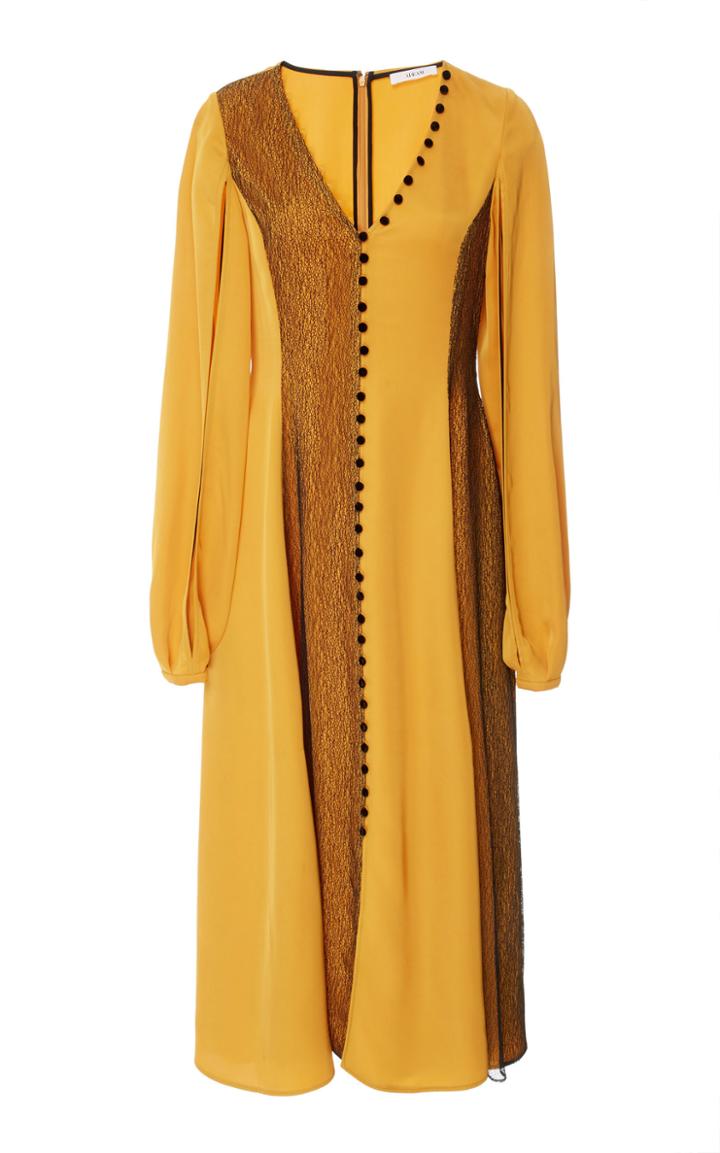 Adeam Lace Buttoned V-neck Dress