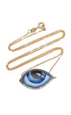 Moda Operandi Lito 14k Gold Large Blue Diamond And Sapphire Enamel Eye Necklace