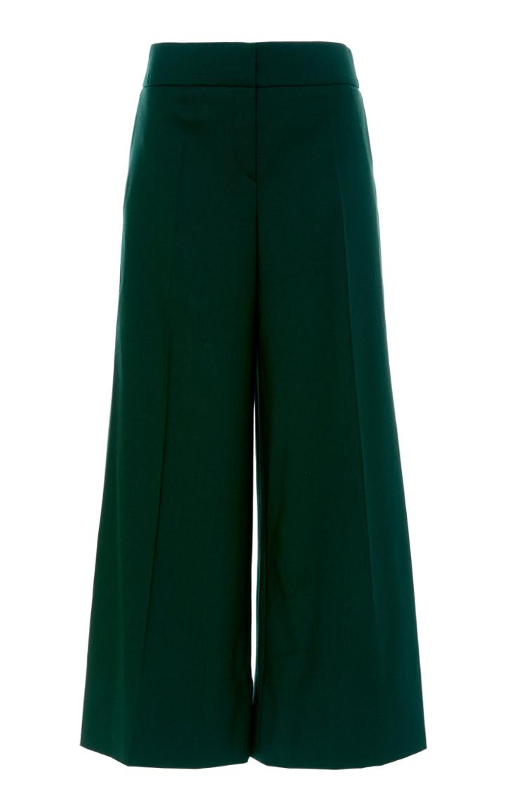 Oscar De La Renta Wide Leg Twill Pant With Pockets