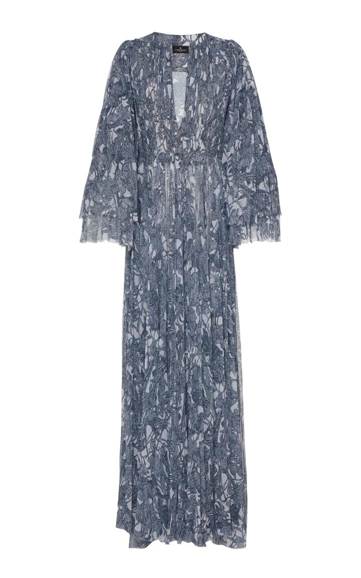 J. Mendel Patterned Pleat-accented Silk Gown