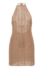 Akoia Swim Noelie Crocheted Cotton Halterneck Mini Dress