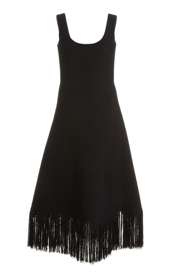 Moda Operandi Carolina Herrera Scoop Neckline Fringe Hem Midi Dress