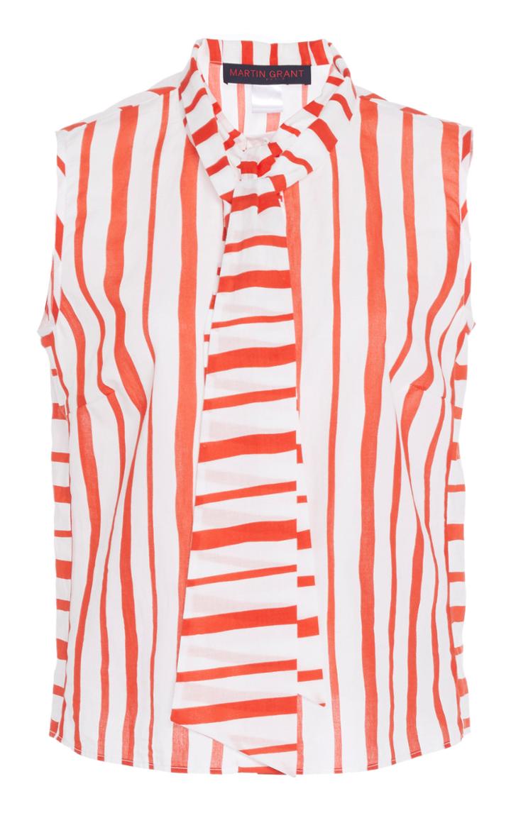 Martin Grant Bowtie Sleeveless Cotton Shirt