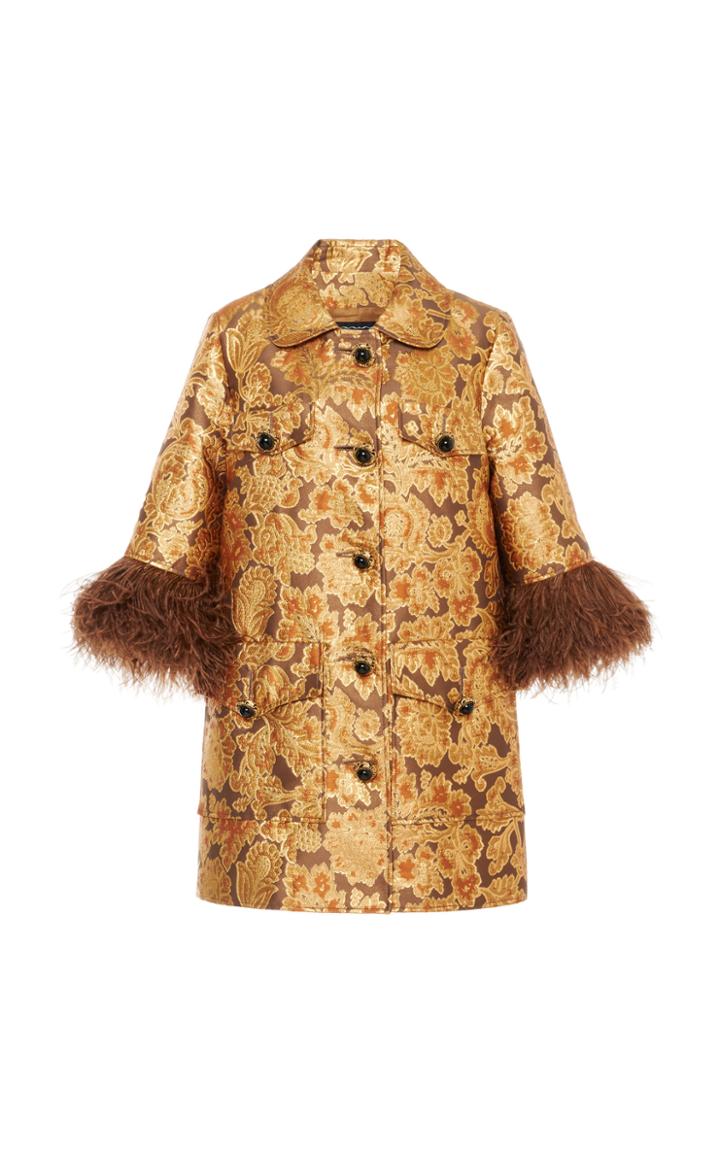 Moda Operandi Andrew Gn Feather-trimmed Brocade Jacket