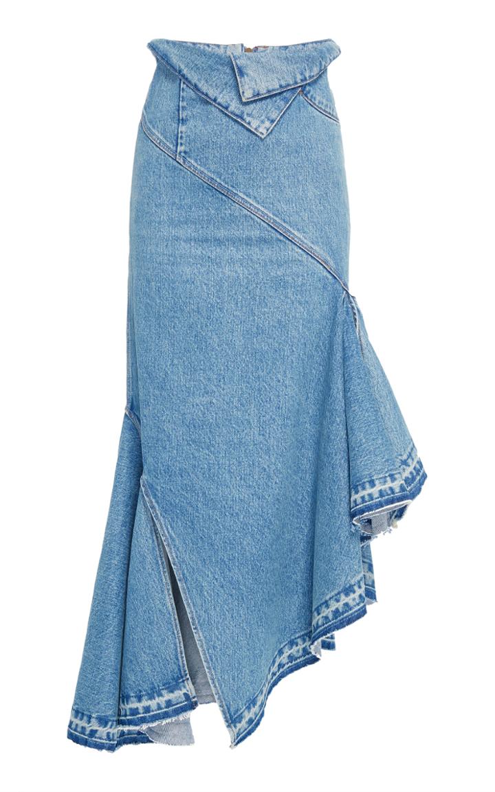 Monse Fold Waist Denim Trumpet Skirt