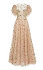 Costarellos Embroidered Tulle Butterfly Gown