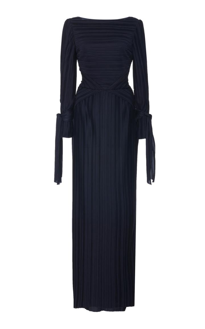 Zac Posen Bow-detailed Pliss Gown
