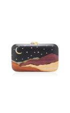Silvia Furmanovich Desert Moon And Stars Embellished Wood Clutch