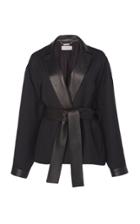 Ralph & Russo Wool Wrap Jacket With Leather Lapel