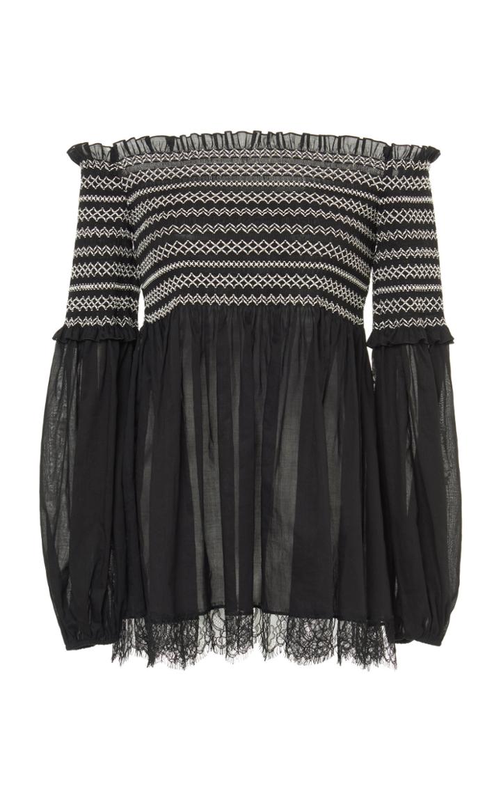 Blumarine Off-the-shoulder Smocked Blouse