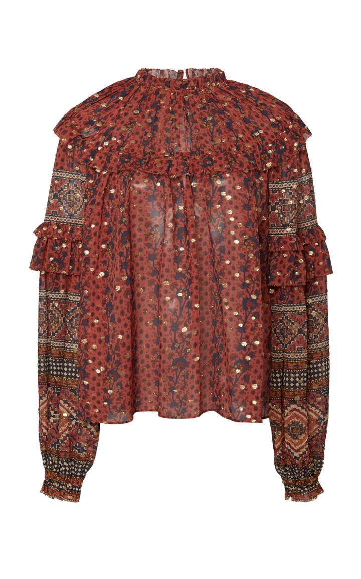 Ulla Johnson Eleni Printed Silk Blned Top Size: 12