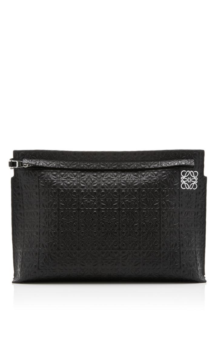 Loewe T Embossed Leather Clutch