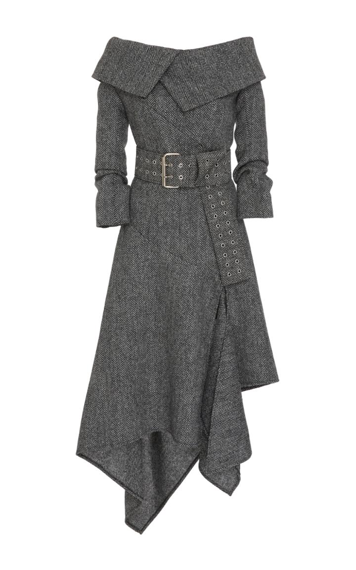 Monse Belted Herringbone Dress