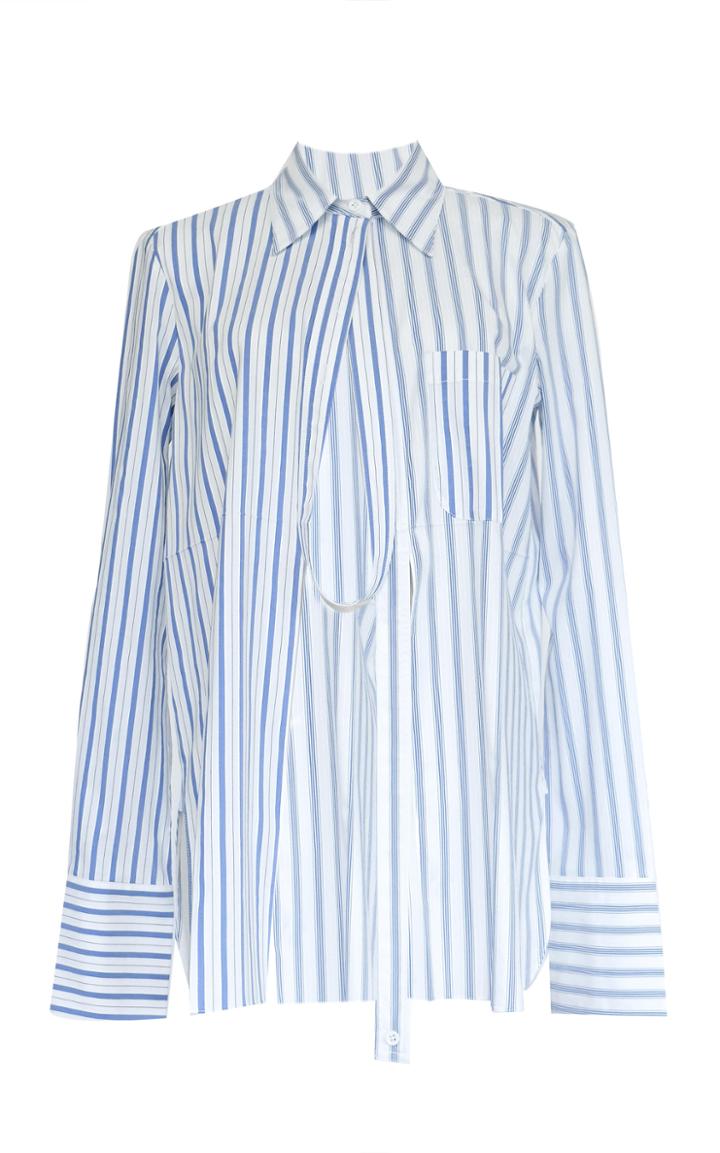 Moda Operandi Peter Do Yiru Placket-detailed Striped Poplin Top