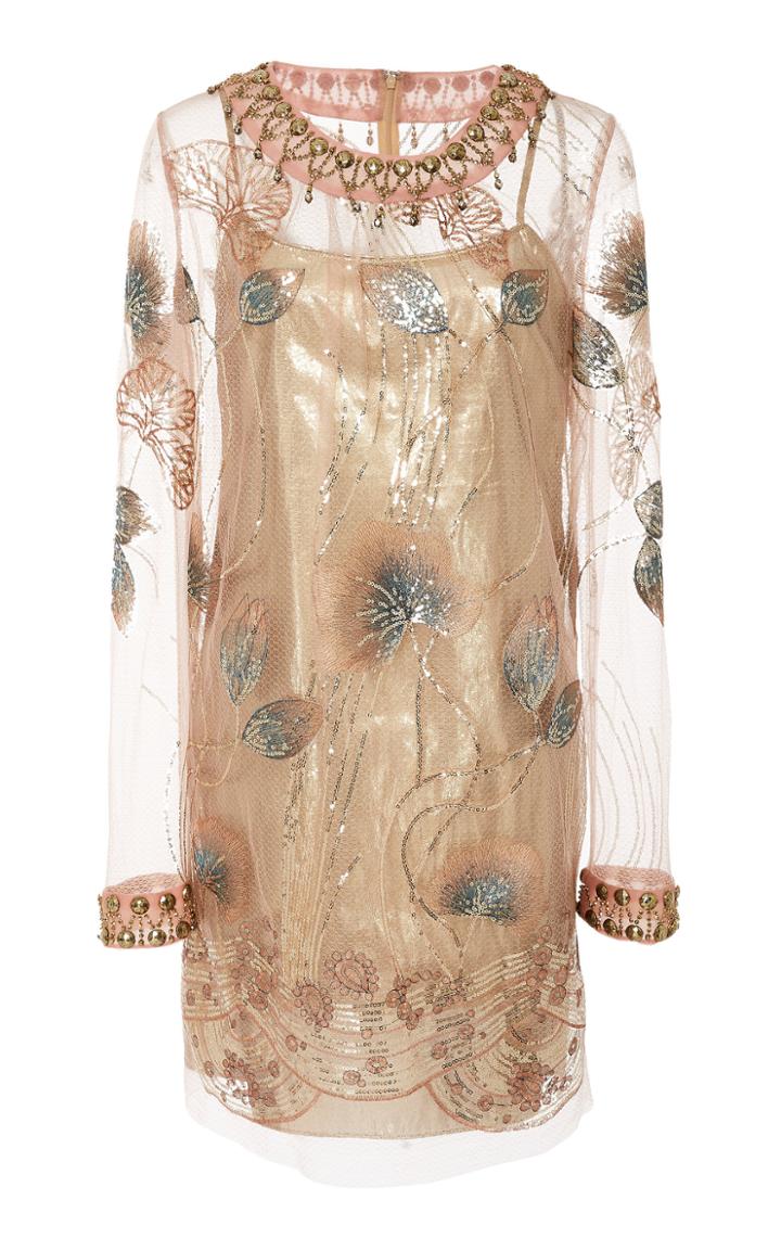 Anna Sui Dionne's Embroidered Metallic Dress