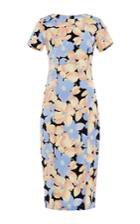 Suno Floral Stretch Silk Midi Dress