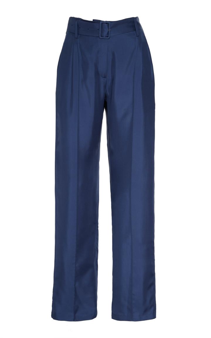 Sally Lapointe Silky Twill Pintuck Belted Pant
