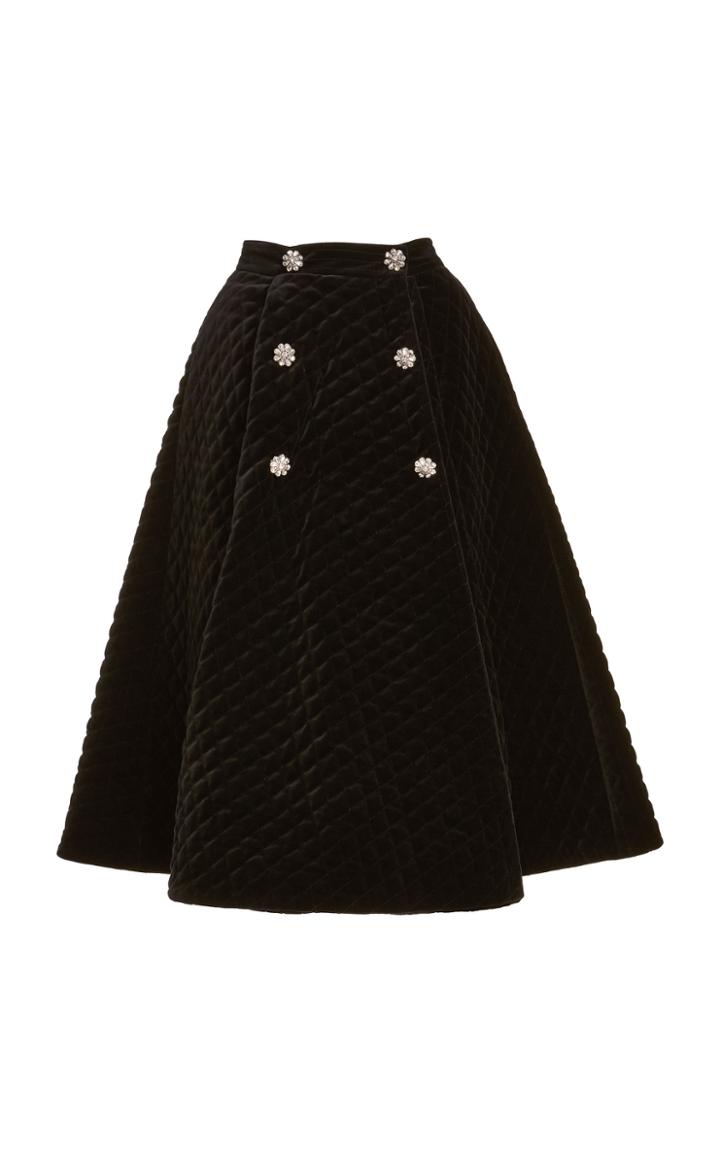 Moda Operandi Zuhair Murad Quilted Velvet Skirt