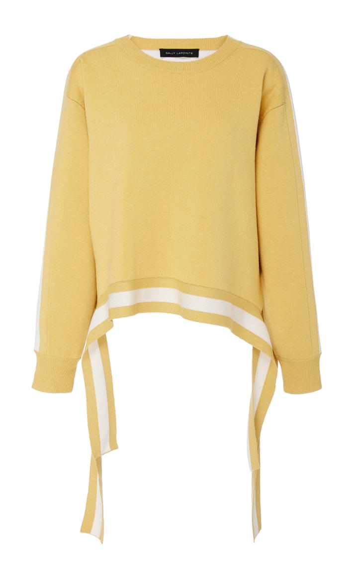 Sally Lapointe Stripe Hem Merino-blend Sweatshirt