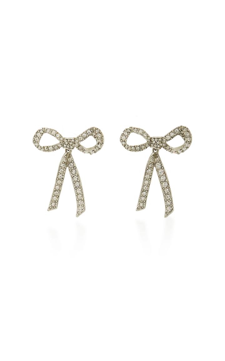 Oscar De La Renta Pave Metal Embellished Bow Earrings