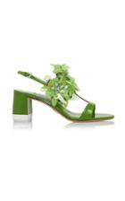 Prada Floral-appliqud Patent-leather Sandals Size: 35