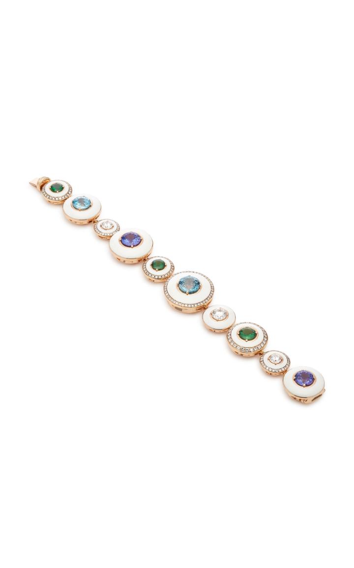 Selim Mouzannar 18k Rose Gold Enamel And Multi-stone Bracelet