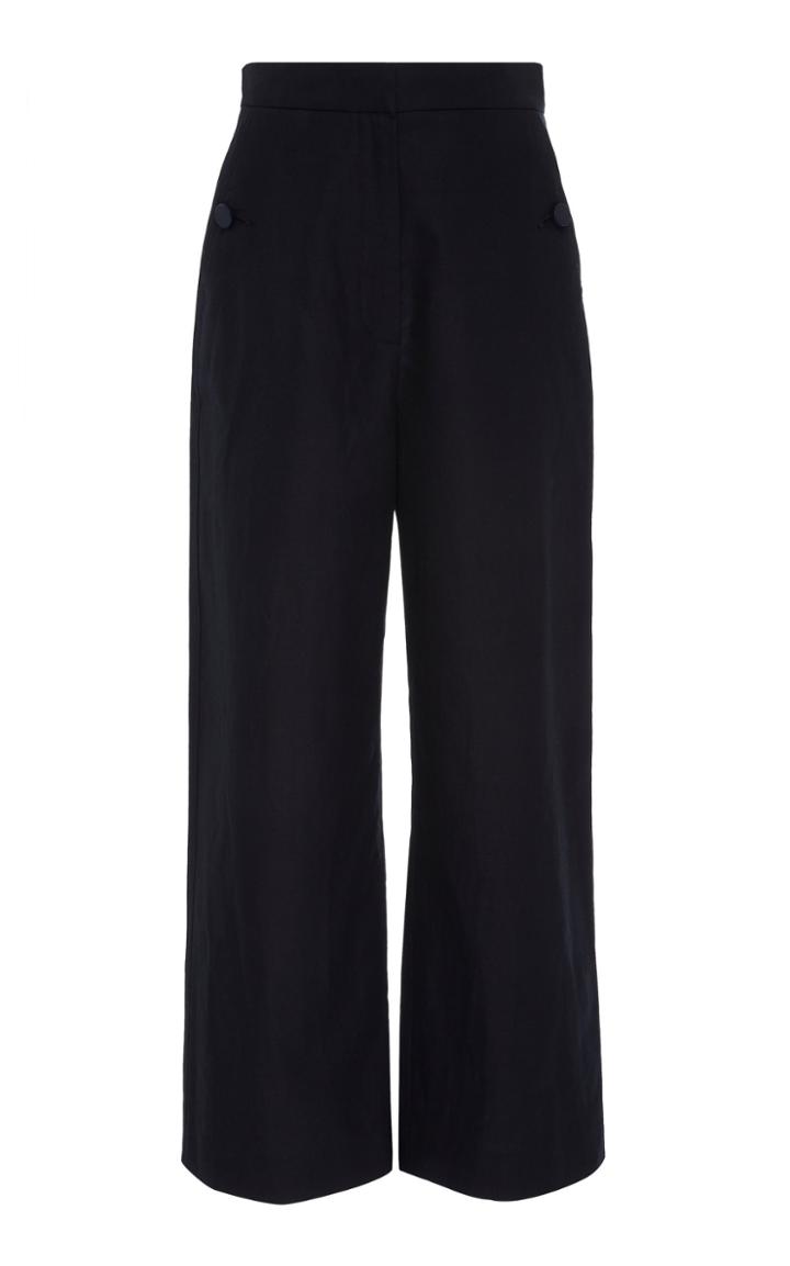 Max Mara High-waisted Straight-leg Cotton-linen Pants