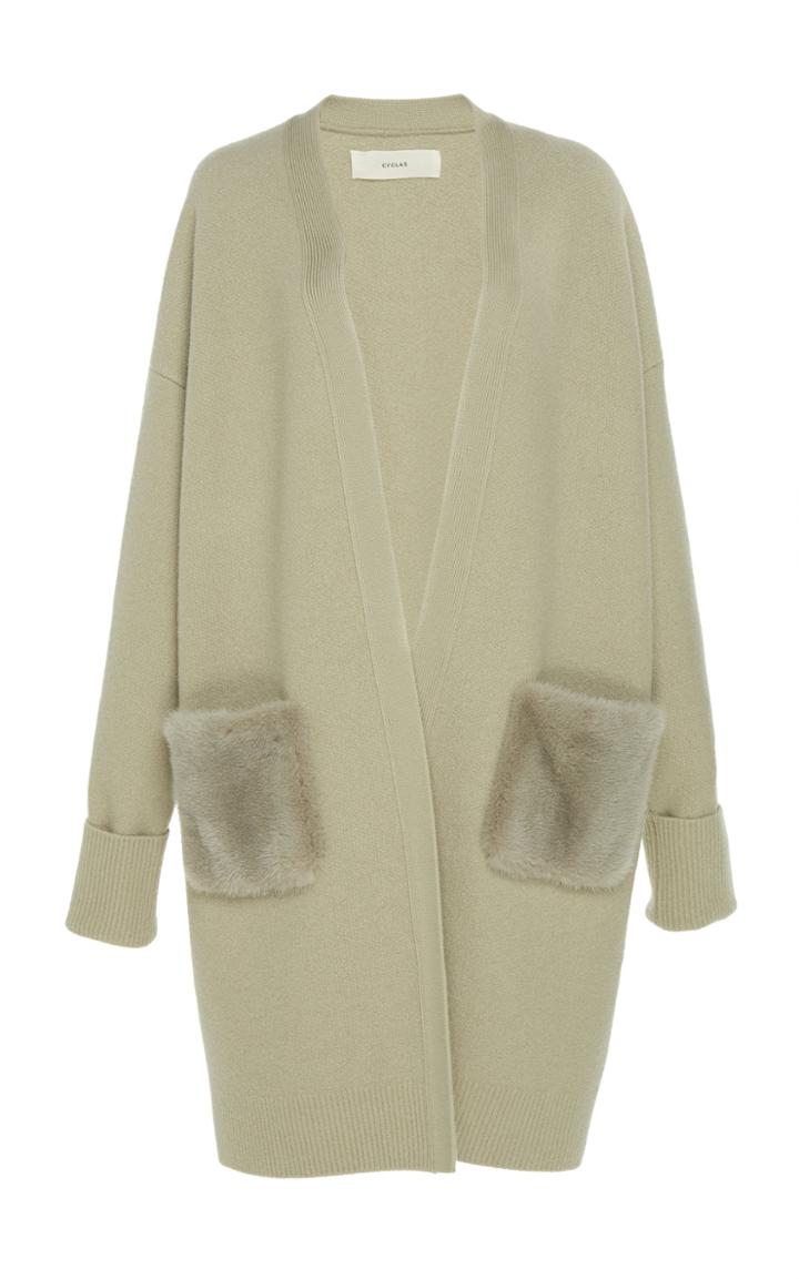 Cyclas Mink Fur-trimmed Wool And Angora-blend Jacket