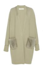 Cyclas Mink Fur-trimmed Wool And Angora-blend Jacket