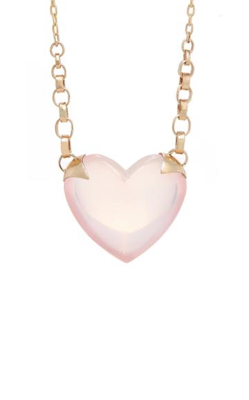 Rachel Quinn Shackled Heart 14k Gold And Rose Quartz Necklace