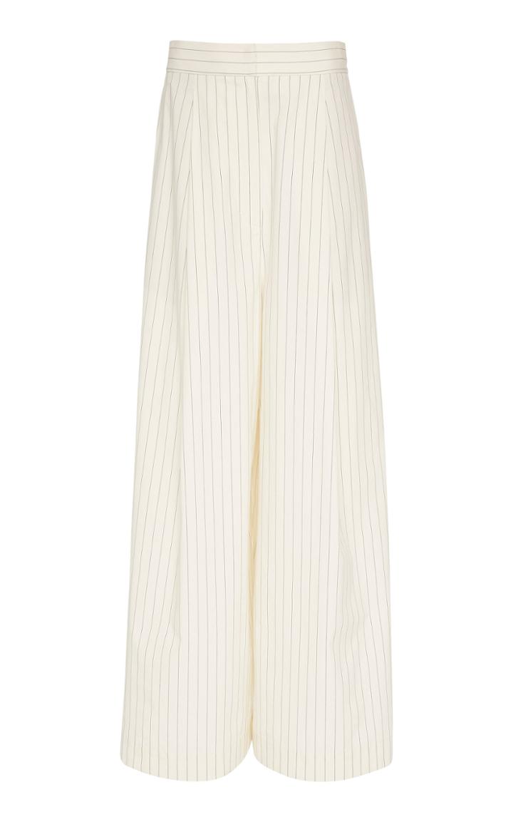 Brunello Cucinelli Pinstripe Pleated Stretch-cotton Wide-leg Pants