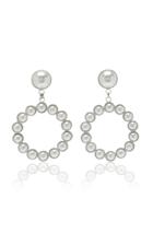Alessandra Rich Pearl Circle Earrings With Pearl Clip