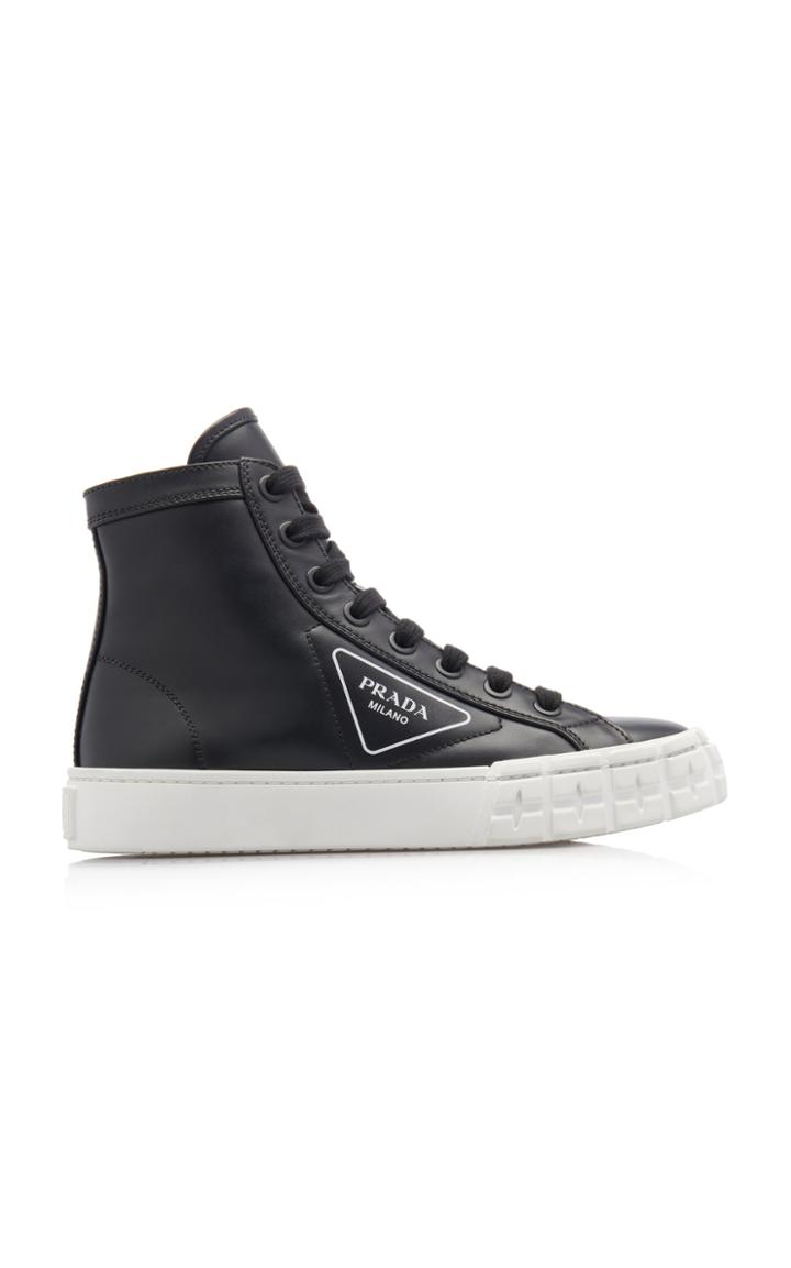 Prada Logo-detailed Leather High-top Sneakers