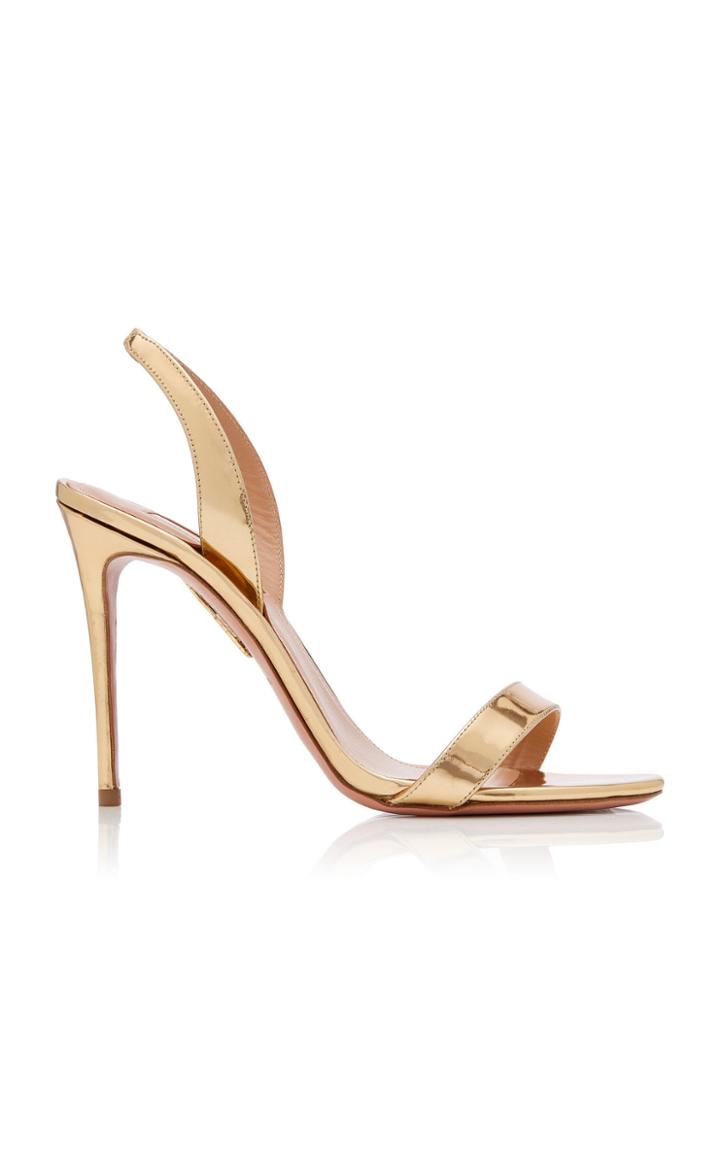 Aquazzura So Nude Metallic Leather Slingback Sandals