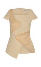 Moda Operandi Safiyaa Caya Heavy Crepe, Satin Chiffon And Piping Top